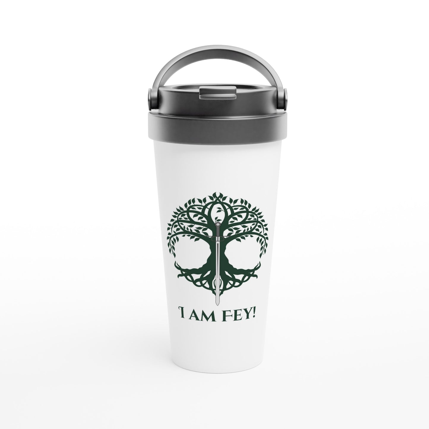 I am Fey White 15oz Stainless Steel Travel Mug