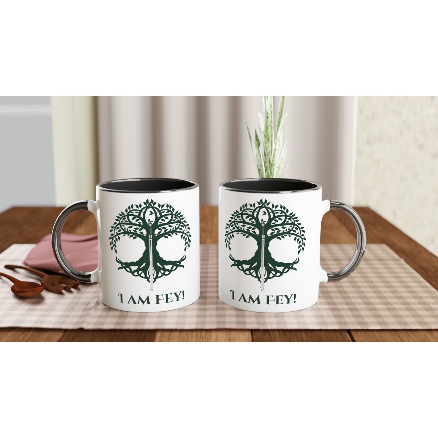 I am Fey White 11oz Ceramic Mug with Color Inside