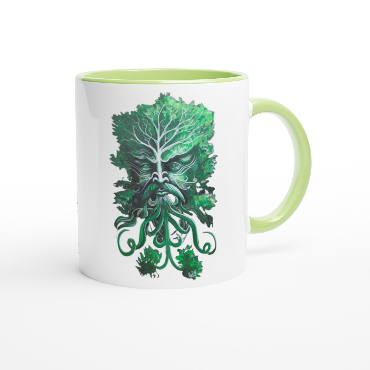 Green Man White 11oz Ceramic Mug with Color Inside