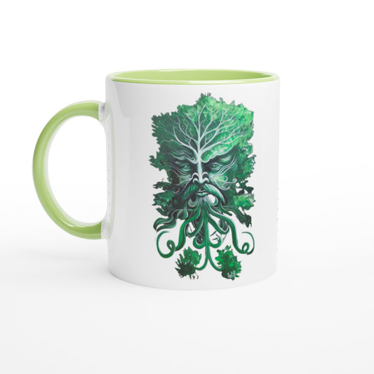 Green Man White 11oz Ceramic Mug with Color Inside