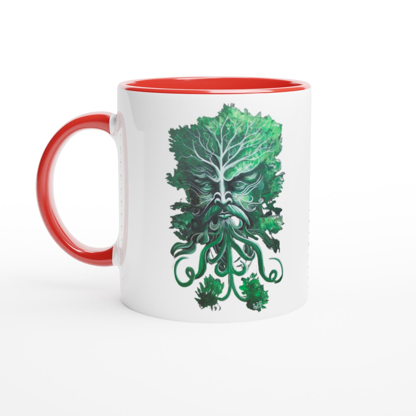 Green Man White 11oz Ceramic Mug with Color Inside