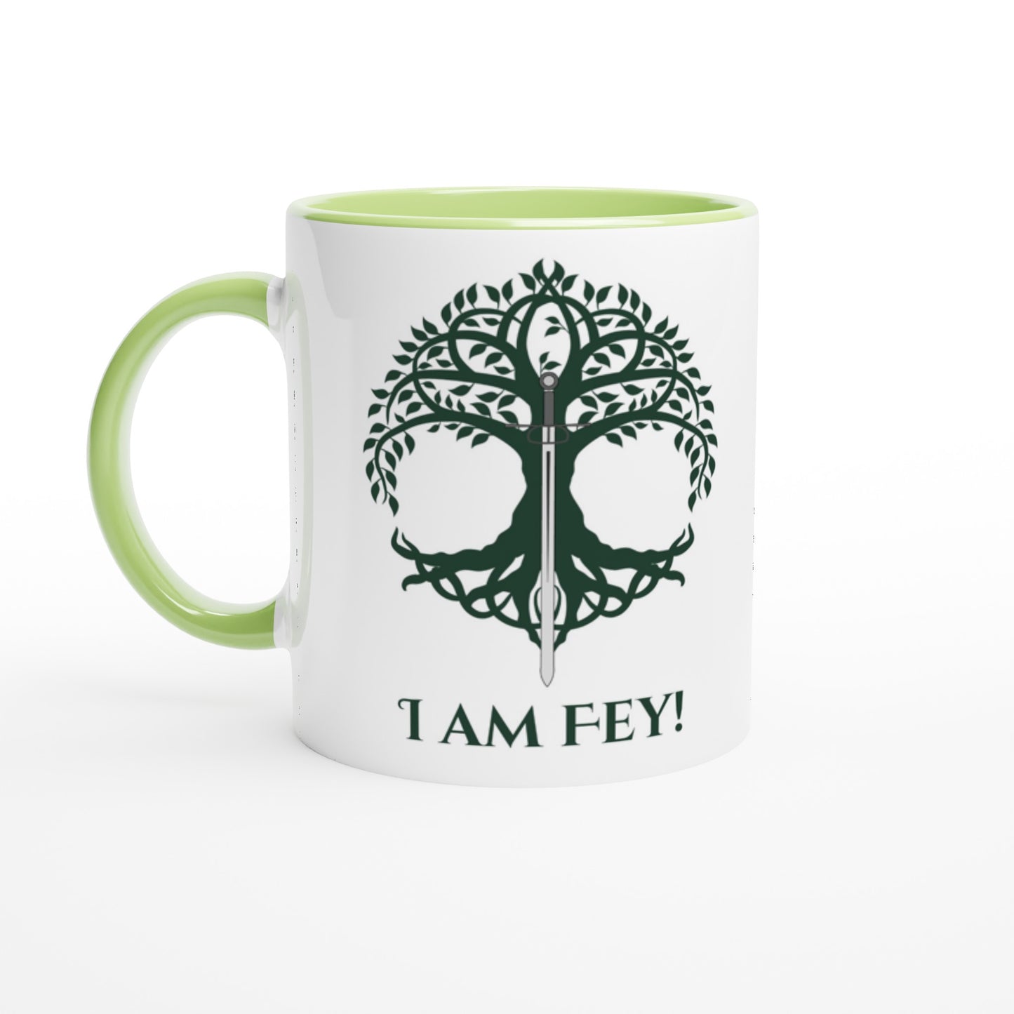 I am Fey White 11oz Ceramic Mug with Color Inside
