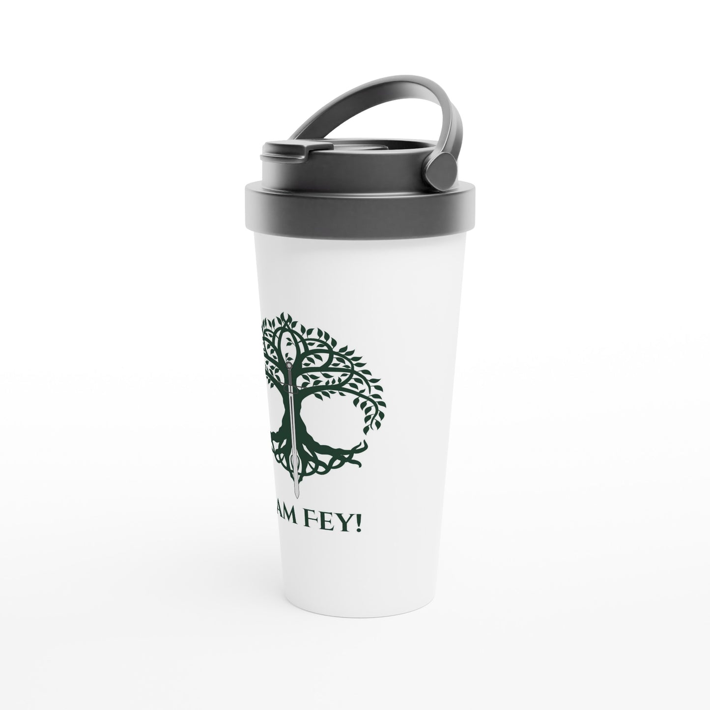 I am Fey White 15oz Stainless Steel Travel Mug