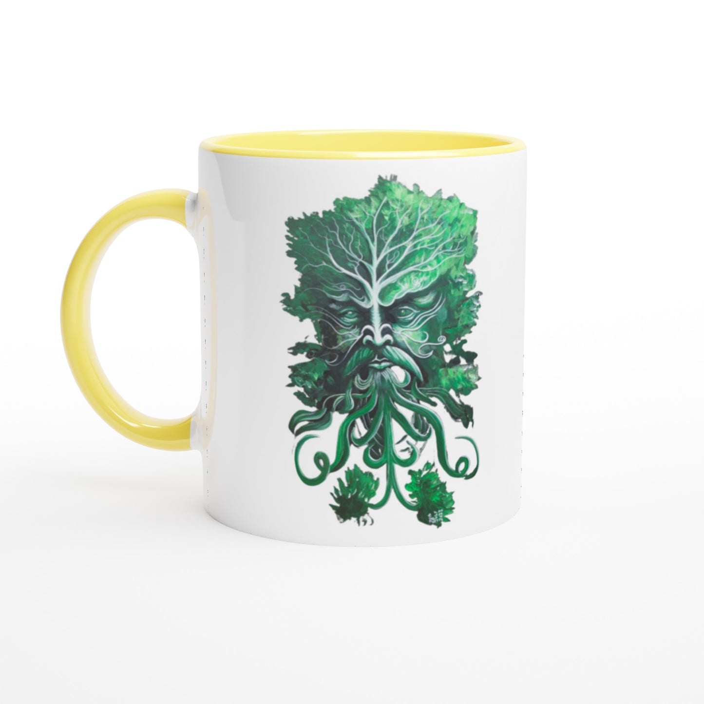 Green Man White 11oz Ceramic Mug with Color Inside