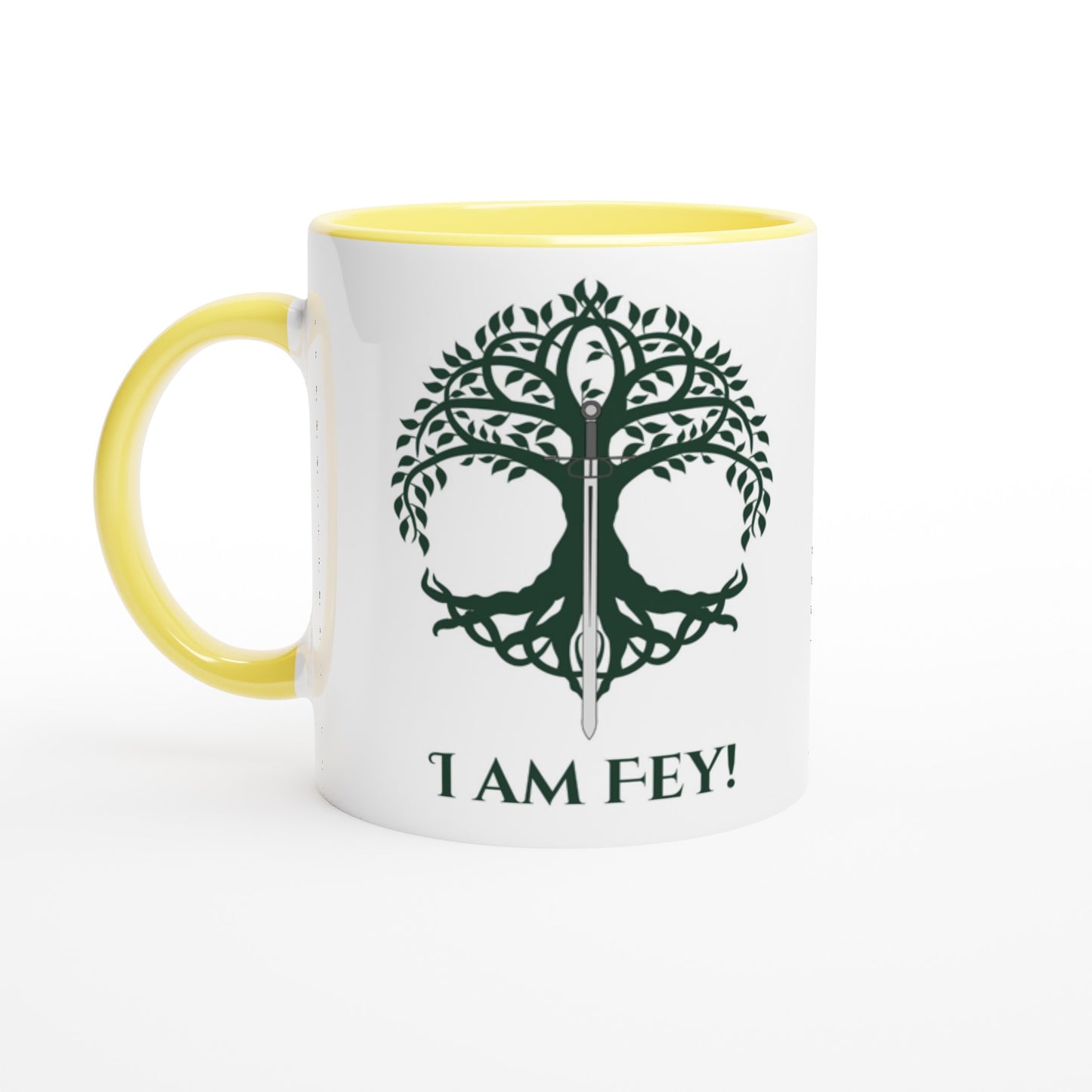 I am Fey White 11oz Ceramic Mug with Color Inside