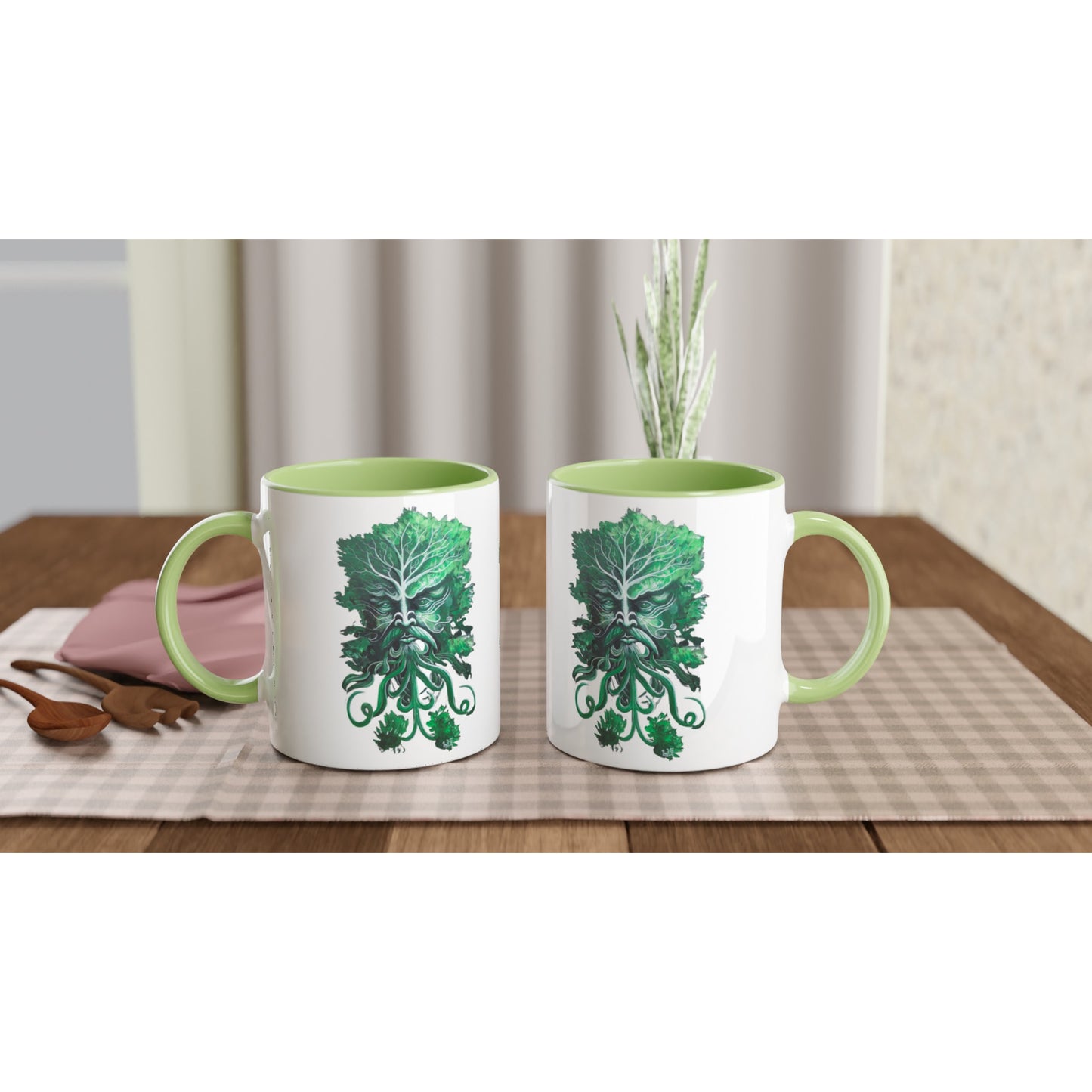 Green Man White 11oz Ceramic Mug with Color Inside