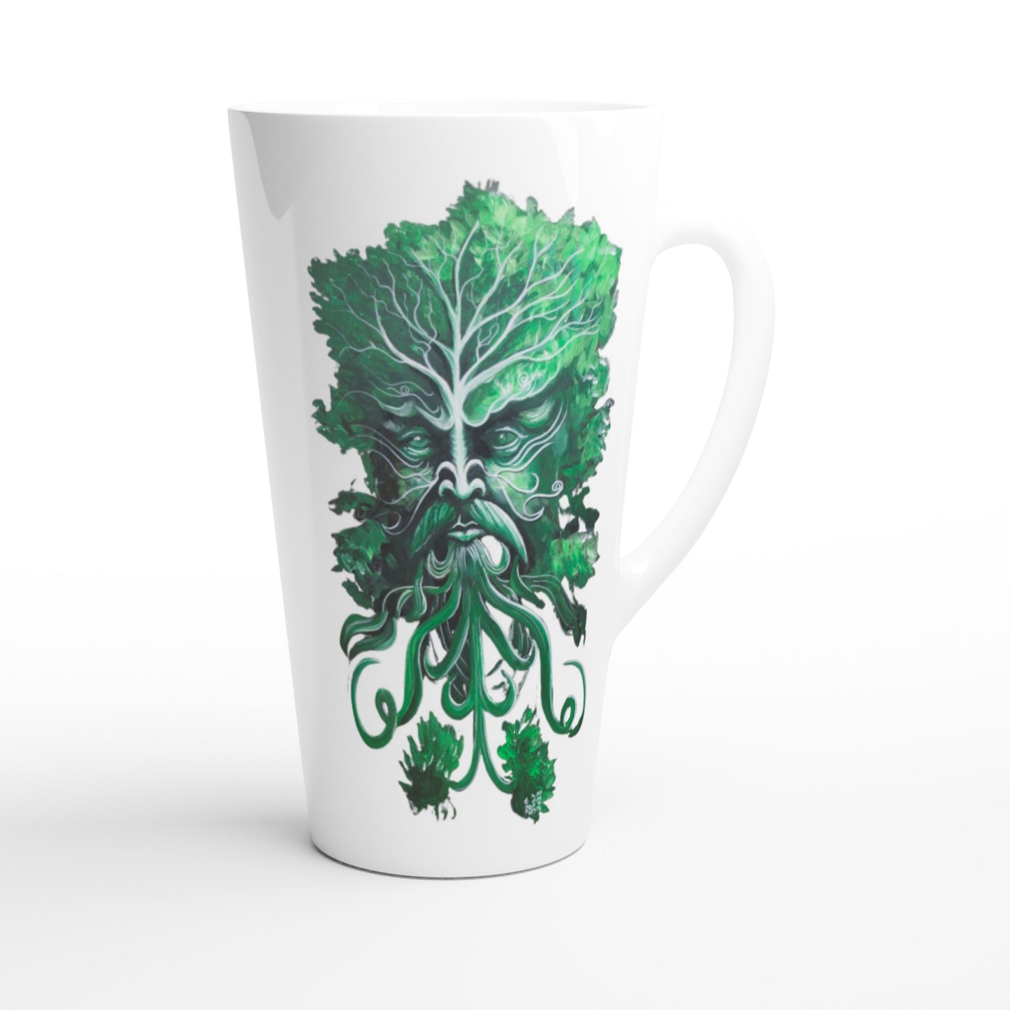 Green Man White Latte 17oz Ceramic Mug