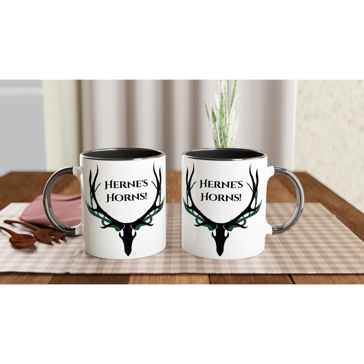 Herne's Horns White 11oz Ceramic Mug with Color Inside