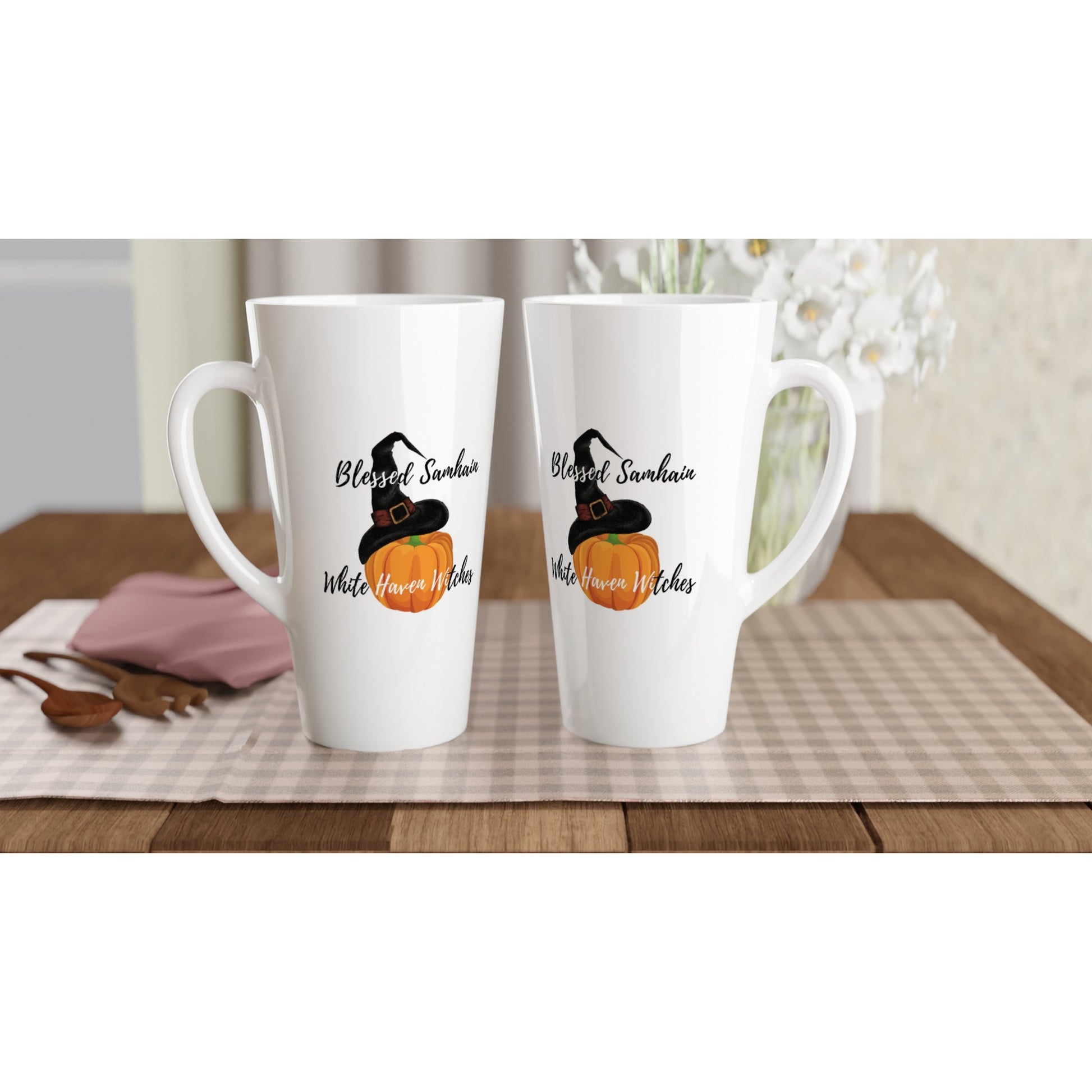 Blessed Smahin White Haven Witches latte mug
