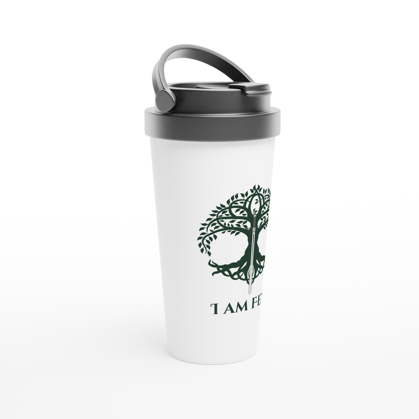 I am Fey White 15oz Stainless Steel Travel Mug
