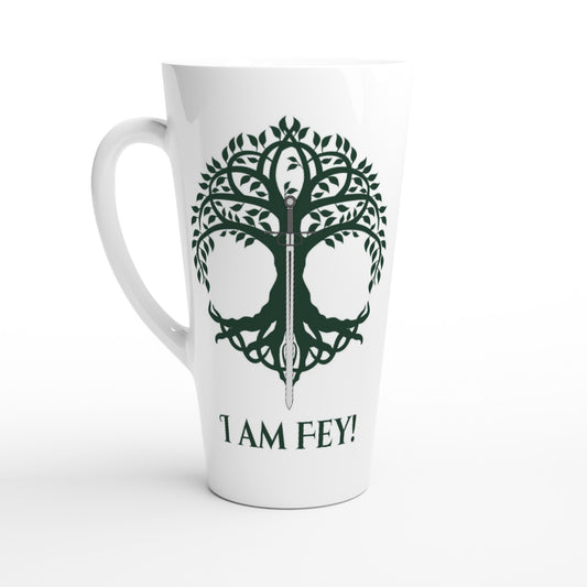 I am Fey White Latte 17oz Ceramic Mug