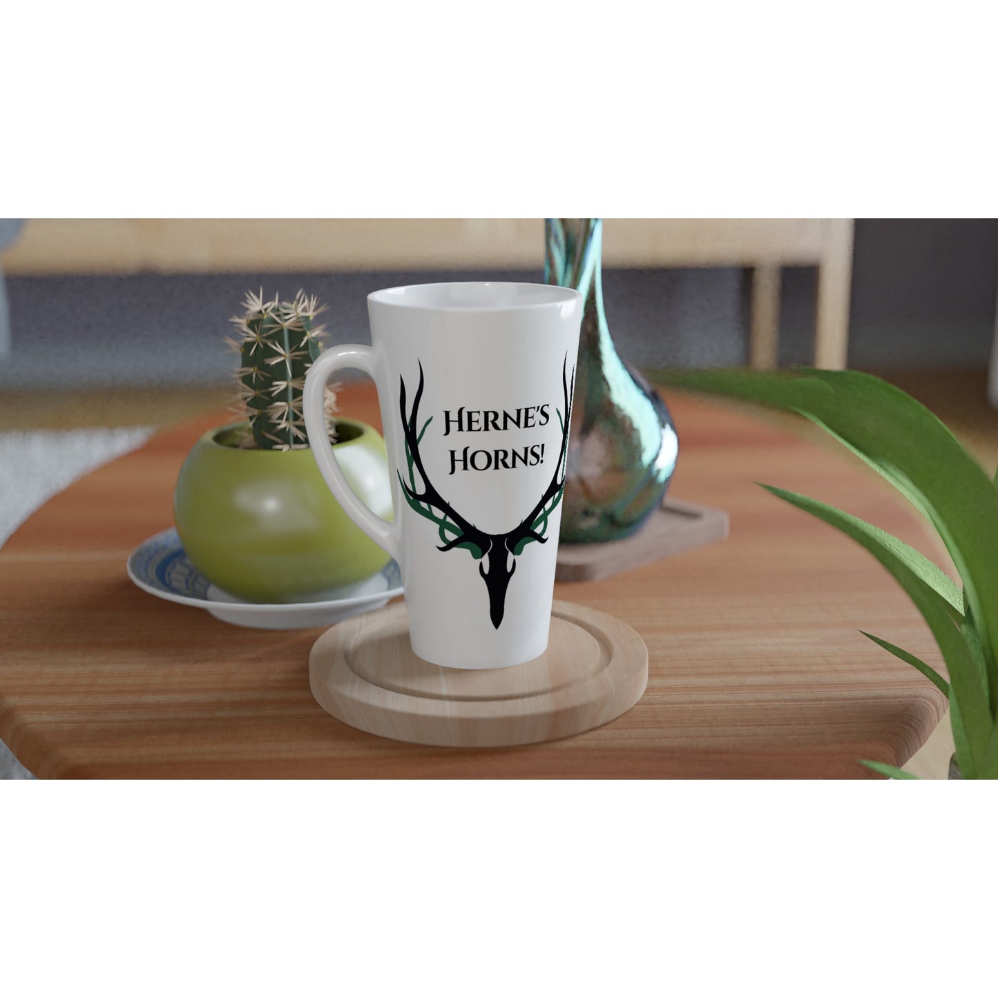 Herne's Hornes White Latte 17oz Ceramic Mug
