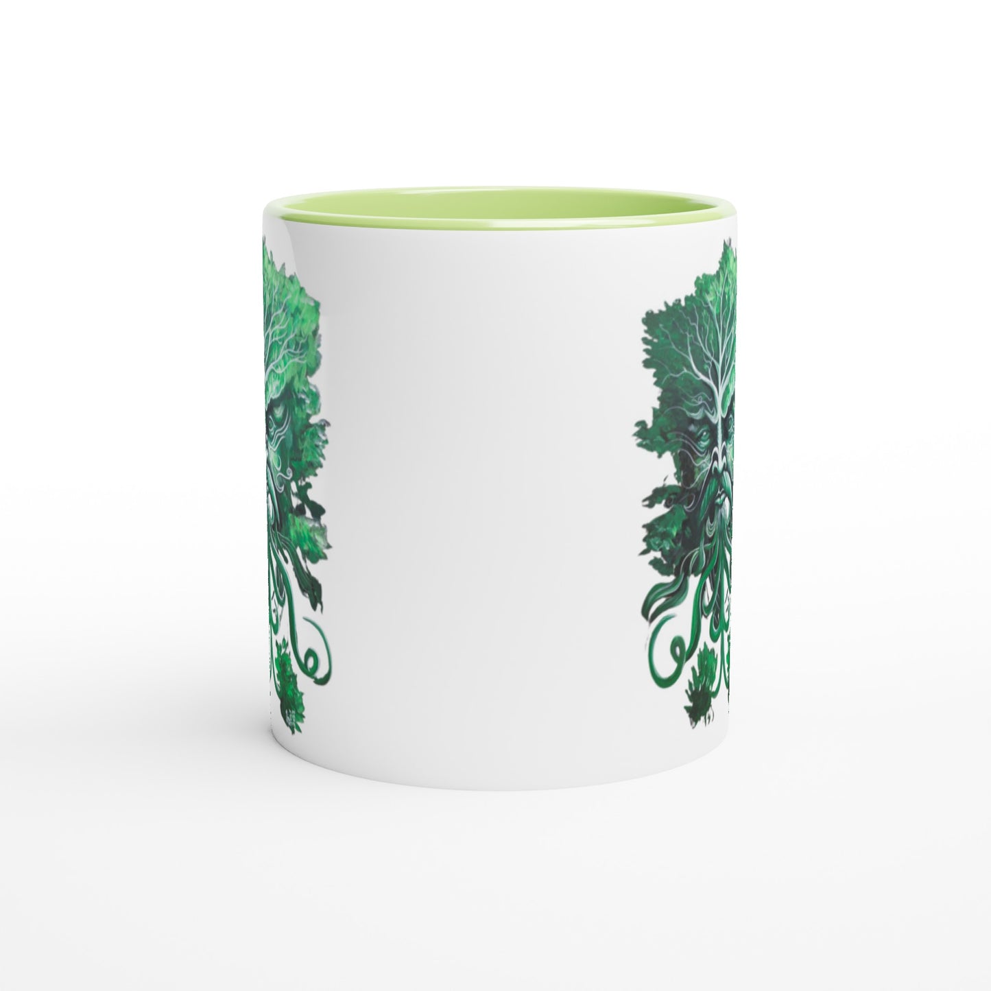 Green Man White 11oz Ceramic Mug with Color Inside