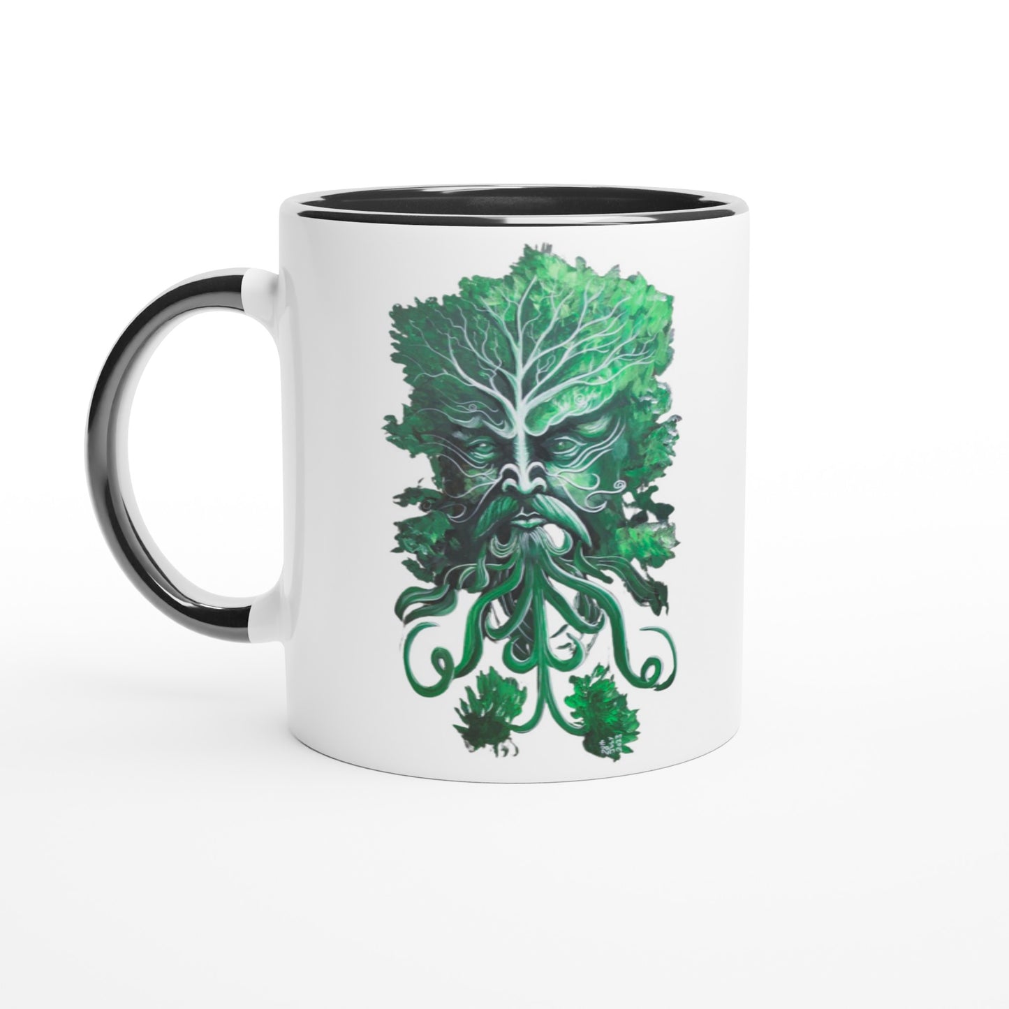 Green Man White 11oz Ceramic Mug with Color Inside