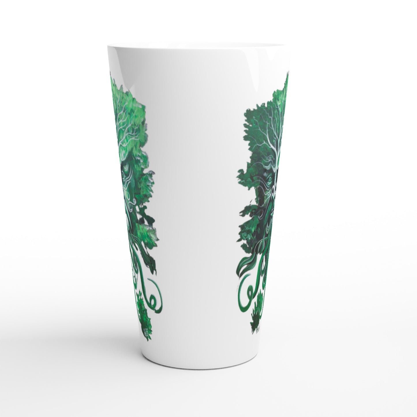 Green Man White Latte 17oz Ceramic Mug