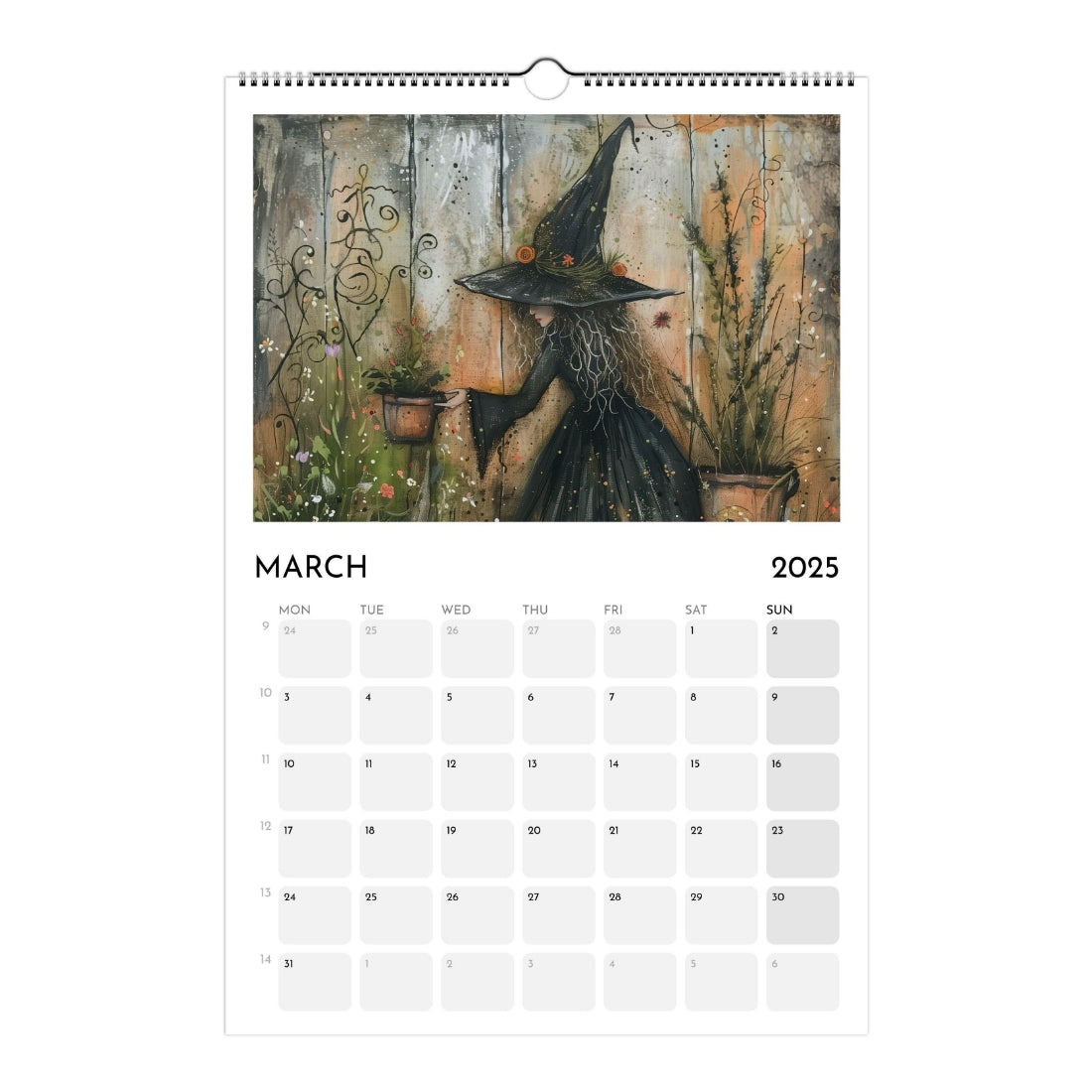 Whimsical Seasonal Witches wall calendar 2025