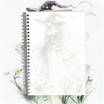 Notebook with floral design on cover and white background