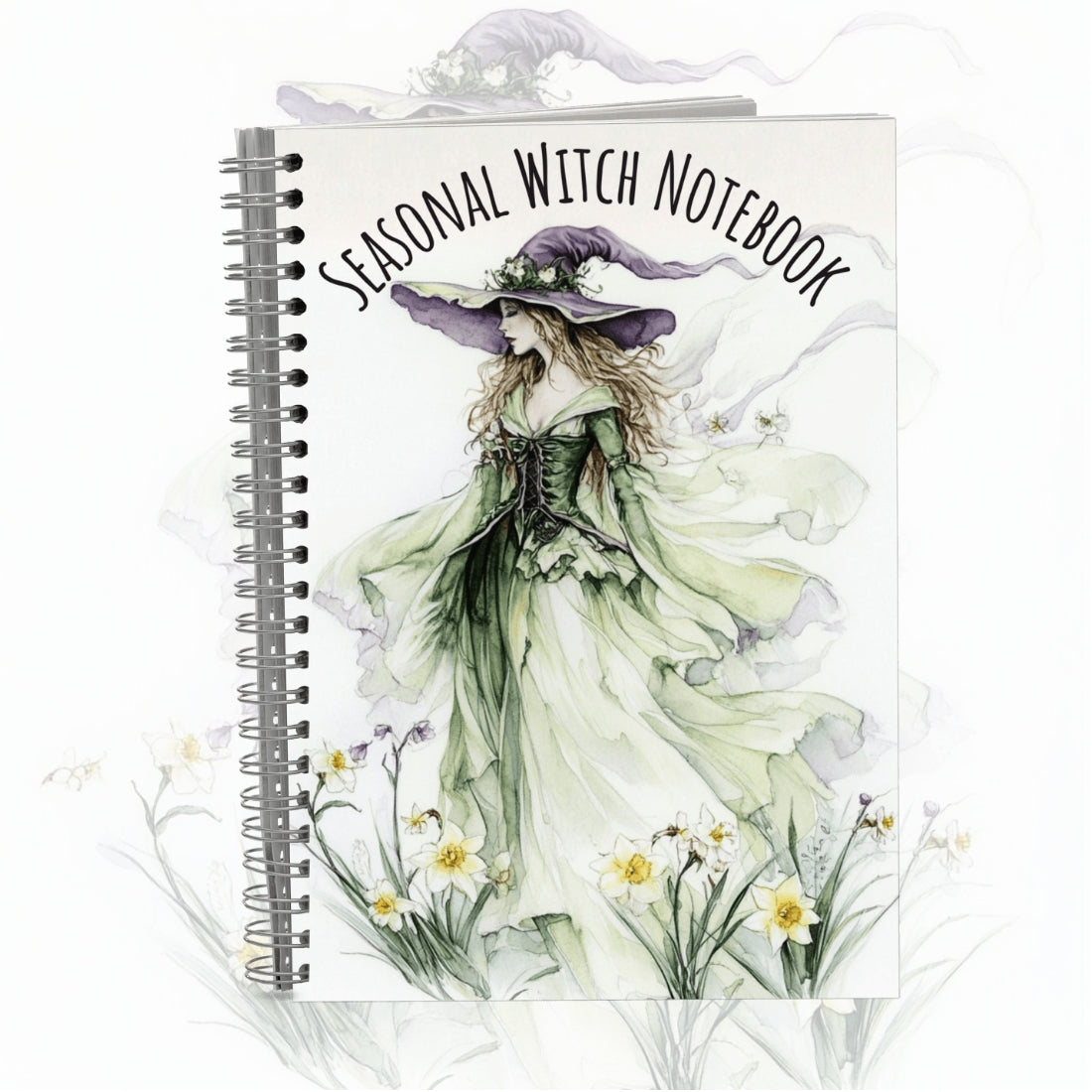 Notebook with floral design on cover and white background