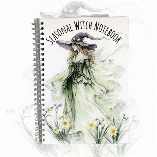 Notebook with floral design on cover and white background