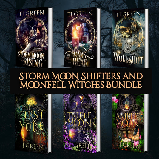 Collection of books by T.J. Green with a dark, mystical background. Paranormal mysteries and urban fantasy