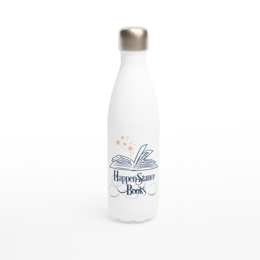 Happenstance Books White 17oz Stainless Steel Water Bottle