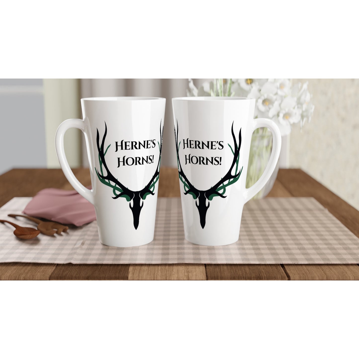 Herne's Hornes White Latte 17oz Ceramic Mug