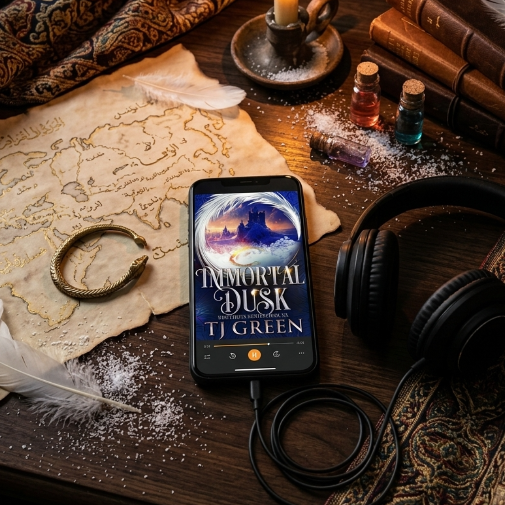 immortal dusk audiobook on an antique map 